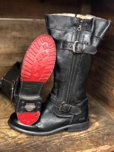 Bed Stu Women's Gogo Lug Black Rustic Leather Wide Calf Fashion Boots F321017-BKRS