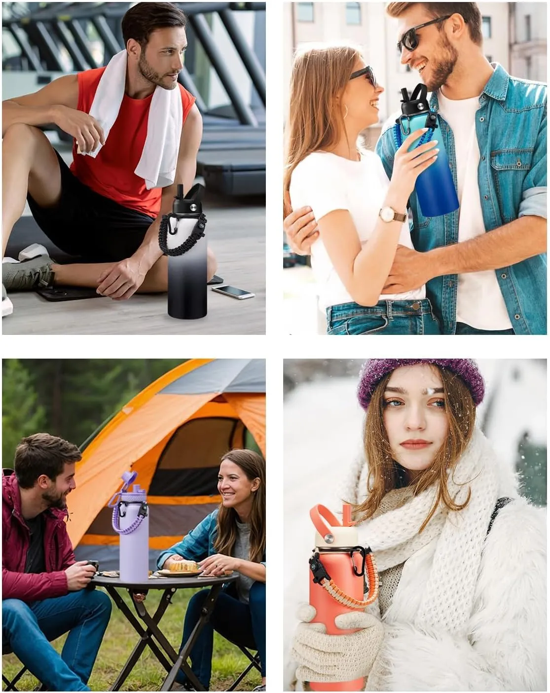 BENZZO Insulated Water Bottle 40 oz - Keep Cold 48H Hot 24H, Metal Water Bottles with Straw & Auto Chug Lids, Flask Boot, Travel Jug with Carrying Pouch, Stainless Steel Water Bottle for Women Men
