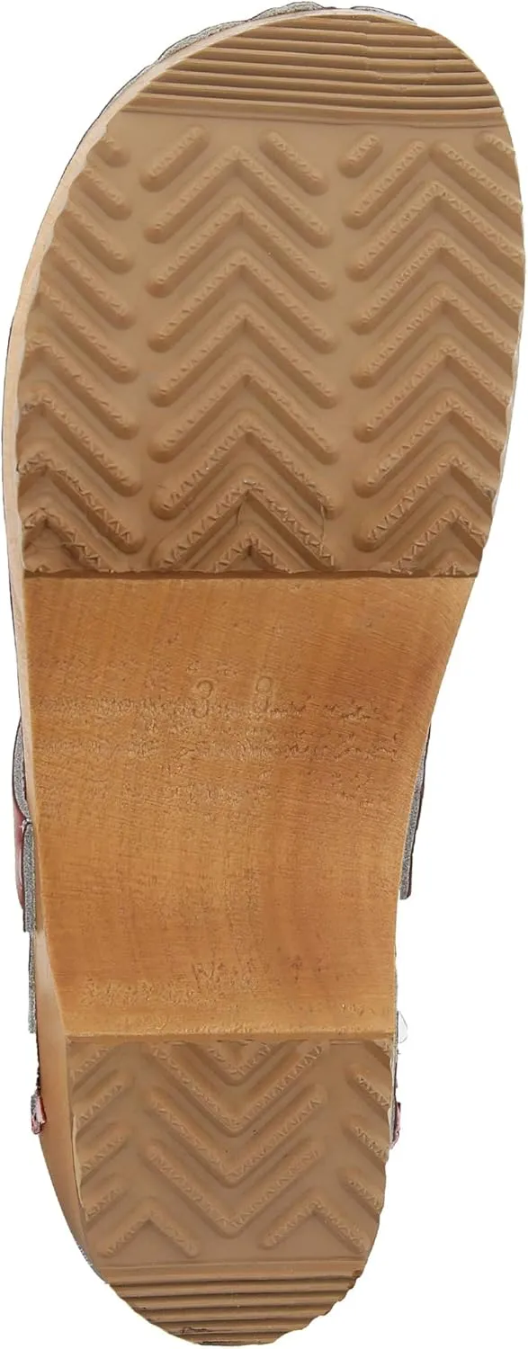 Bjork Alma Low-Heel Wooden Swedish Clog Sandals