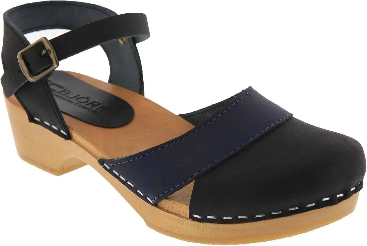 BJORK Swedish Comfort Mila Low-Heel Wooden Clogs