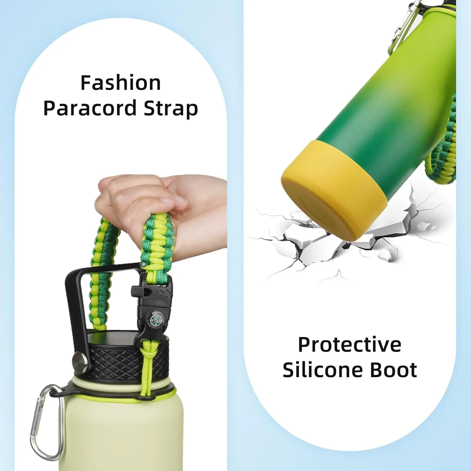 BJPKPK Water Bottle with Straw Lid, 18oz Insulated Water Bottles with 3 Lids, Paracord Handle & Non-Slip Boot, Metal Stainless Steel Thermos, BPA Free Leak Proof Cups, Tumblers,Lavender