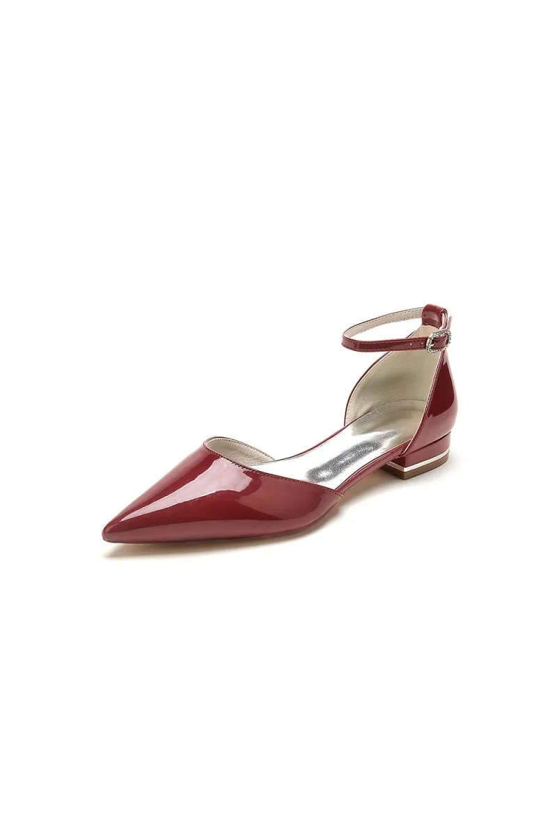 Black Low-Heeled Shoes with Metal Strap