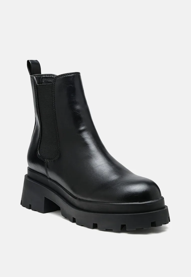 Black Lug Sole Chunky Chelsea Boots