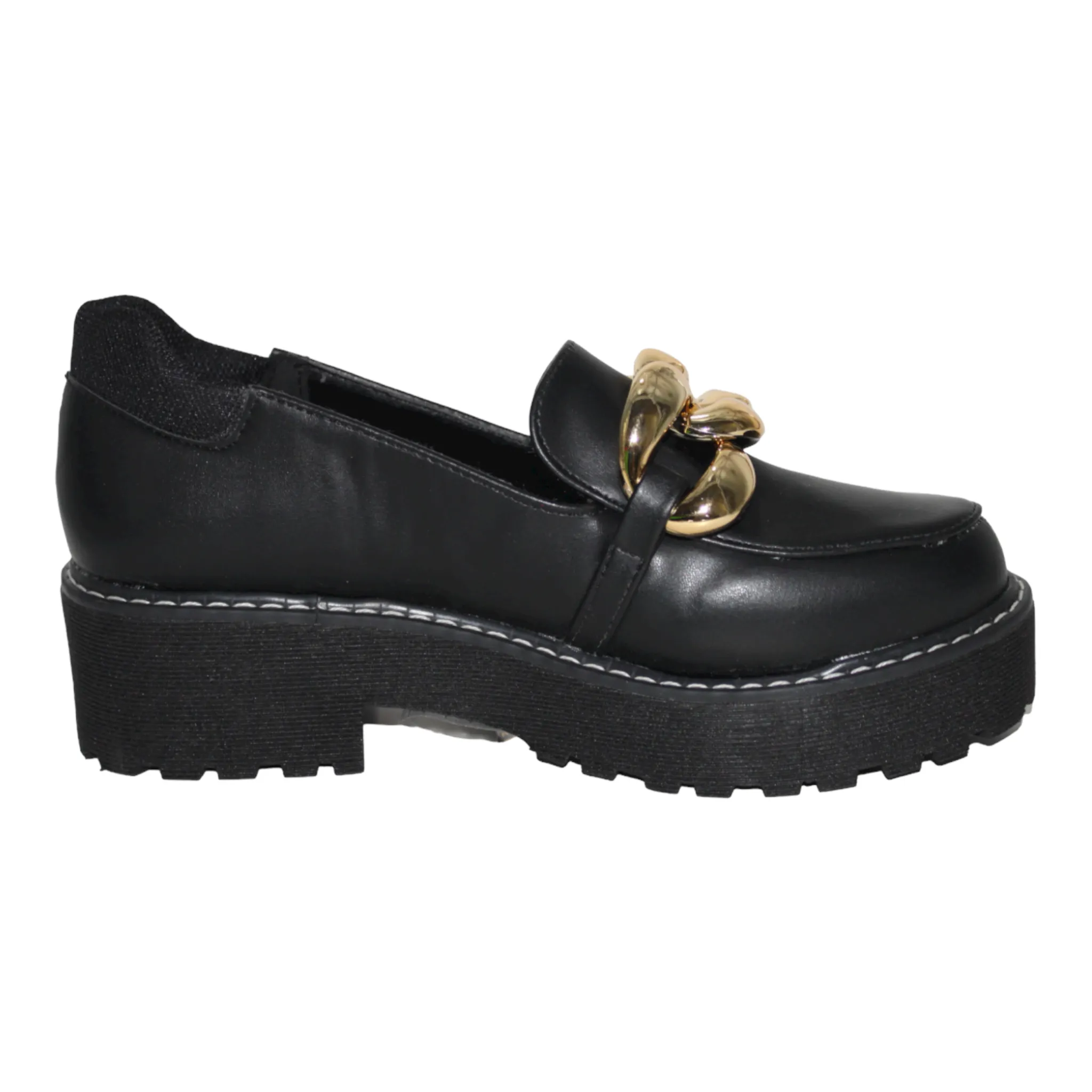 Black Lug Sole Platform Loafer