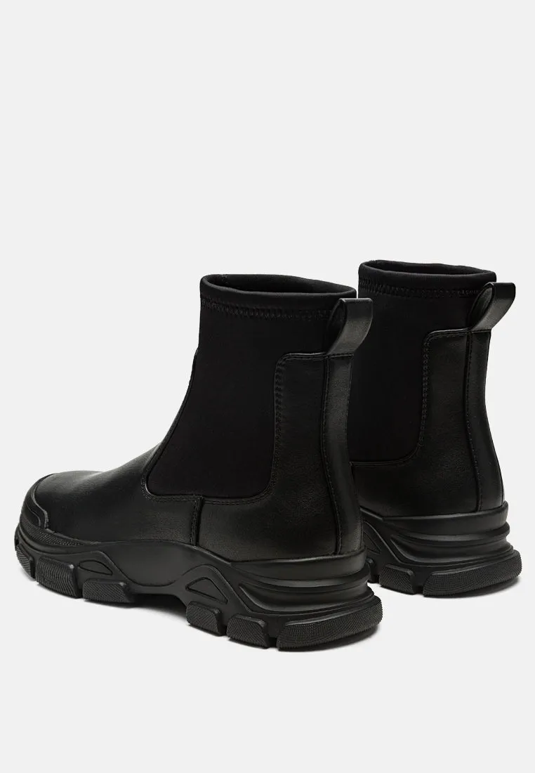 Black Lug Sole Sock Boots