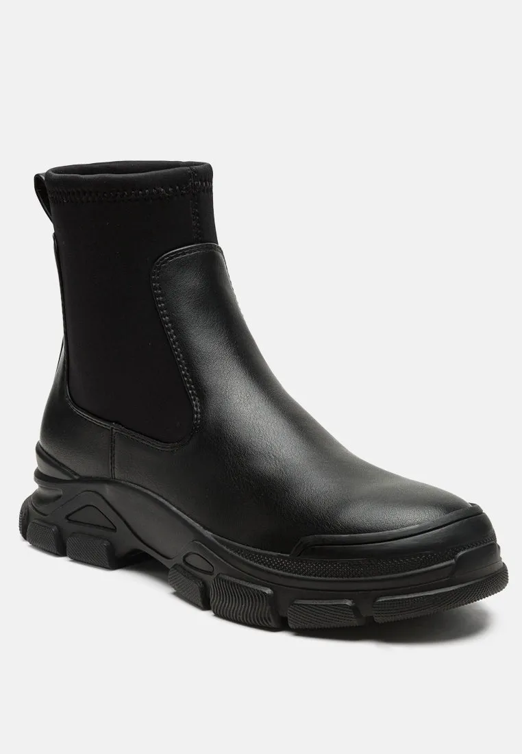 Black Lug Sole Sock Boots