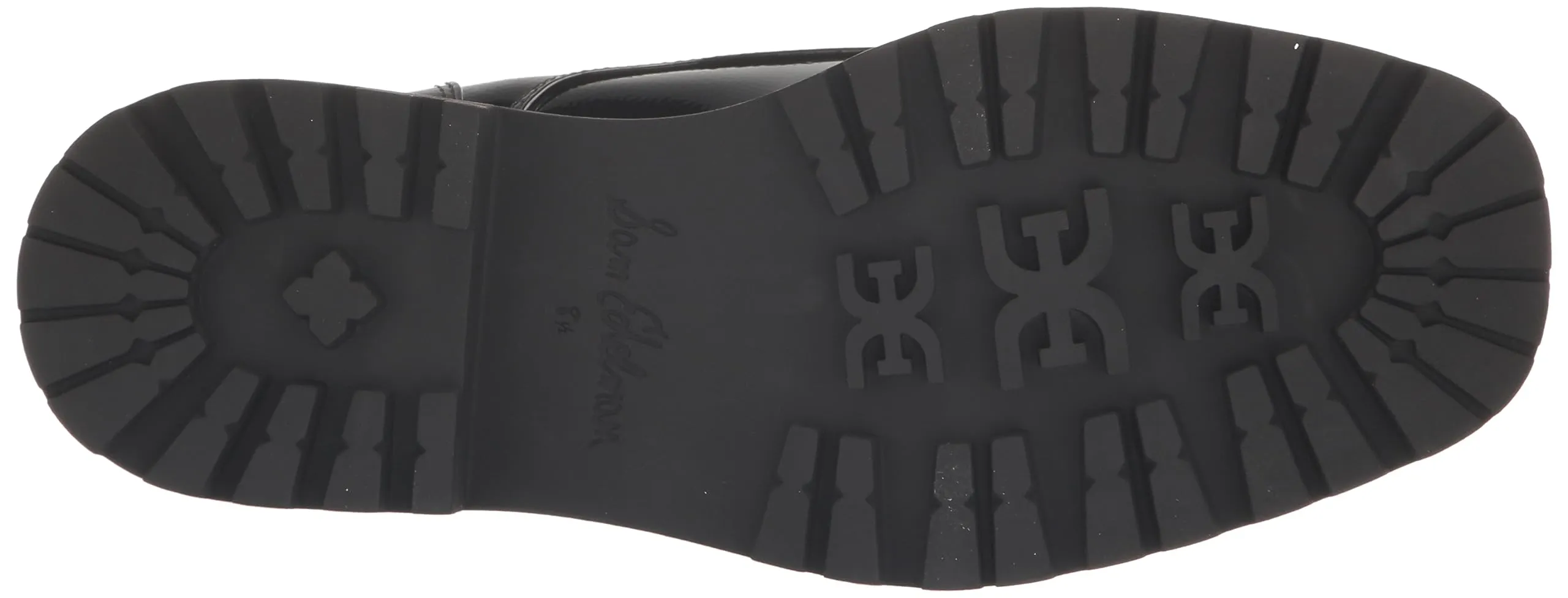 Black Rounded Fashion Edelman Slip Lora Toe Sam Lug Worldwide shipping On Loafers Patent Chunky Durable Sole