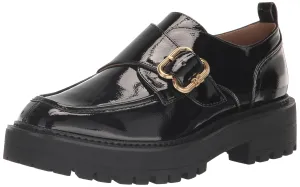 Black Rounded Fashion Edelman Slip Lora Toe Sam Lug Worldwide shipping On Loafers Patent Chunky Durable Sole