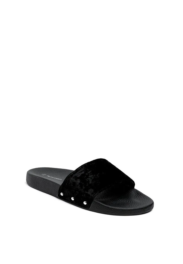 Black Velvet Sandal