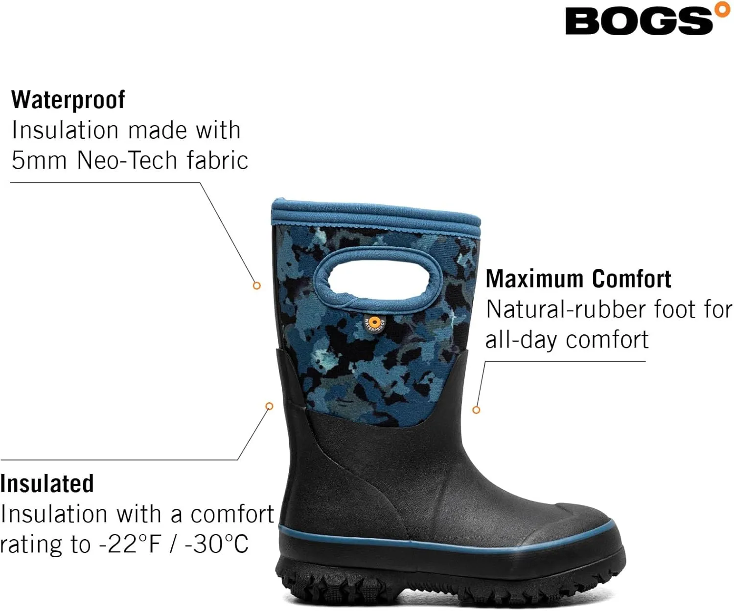 BOGS Grasp Kids Waterproof Insulated All Weather Rain Boots Mud Boots I For Snow, Rain, Winter, Mud and Cold Weather for Toddlers, Girls, Boys, Unisex