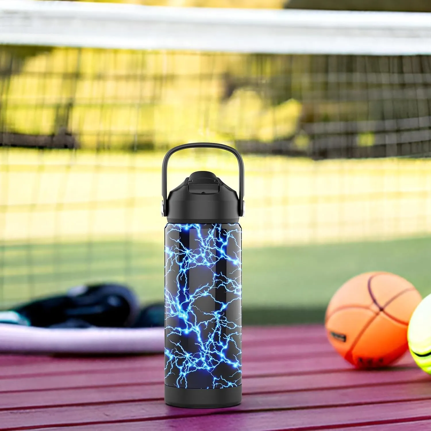 Boys Water Bottle with Straw,18 oz Kids Insulated Cups with Stainless Steel Leak Proof for School,Sport&Travel（Game）