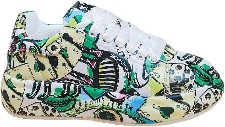 Breathable Low-top Lace-up Graffiti Running Shoes for Men Women - Ideal for Gym, Tennis, Walking, and Fashion