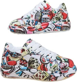 Breathable Low-top Lace-up Graffiti Running Shoes for Men Women - Ideal for Gym, Tennis, Walking, and Fashion