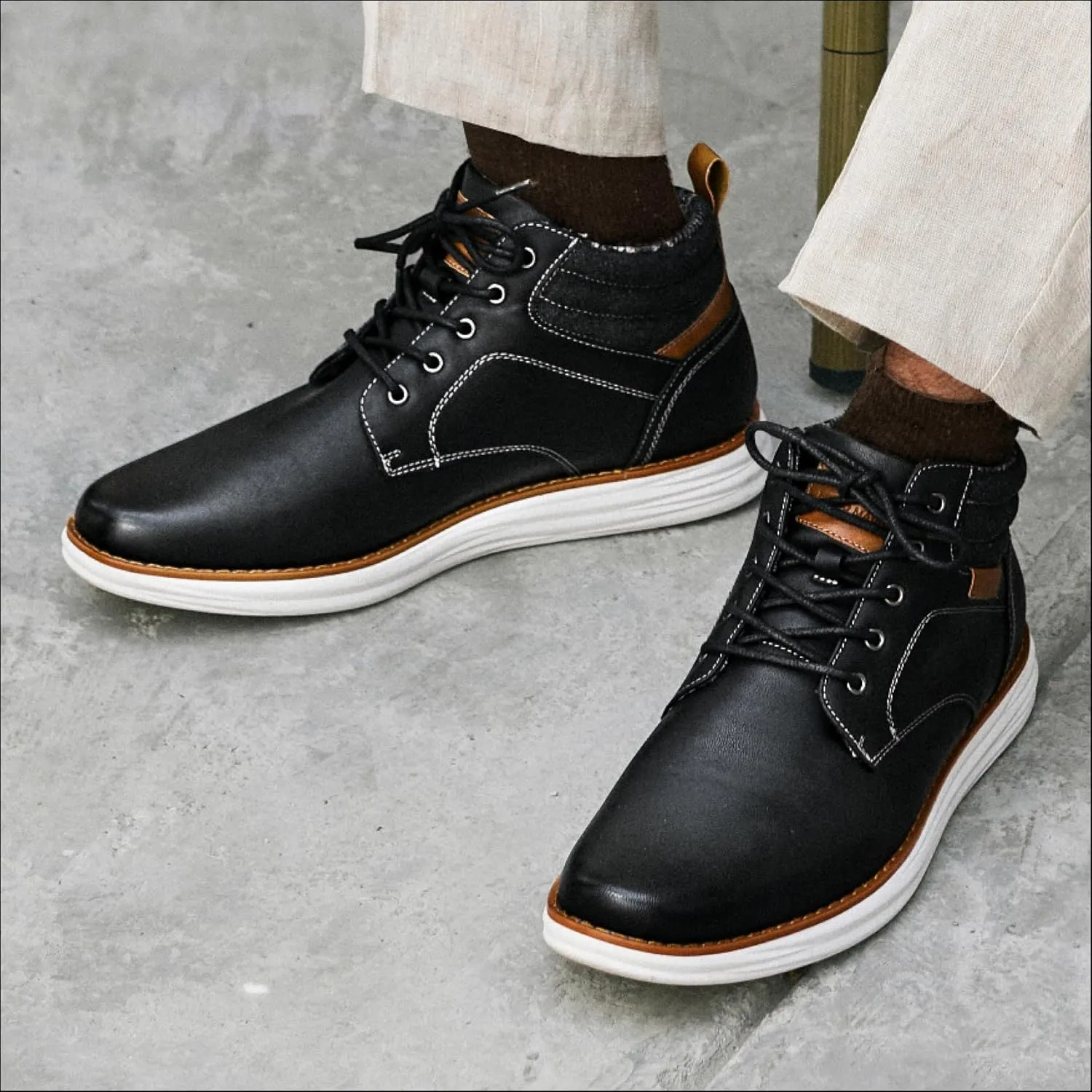 Bruno Marc Men's Mid Top Chukka Sneaker Lace Up Dress Boot