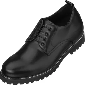 CALTO Men's Invisible Height Increasing Elevator Shoes - Black Leather Lace-up Low-top Work Boots - 3 Inches Taller - S9118- Size 12 D(M) US