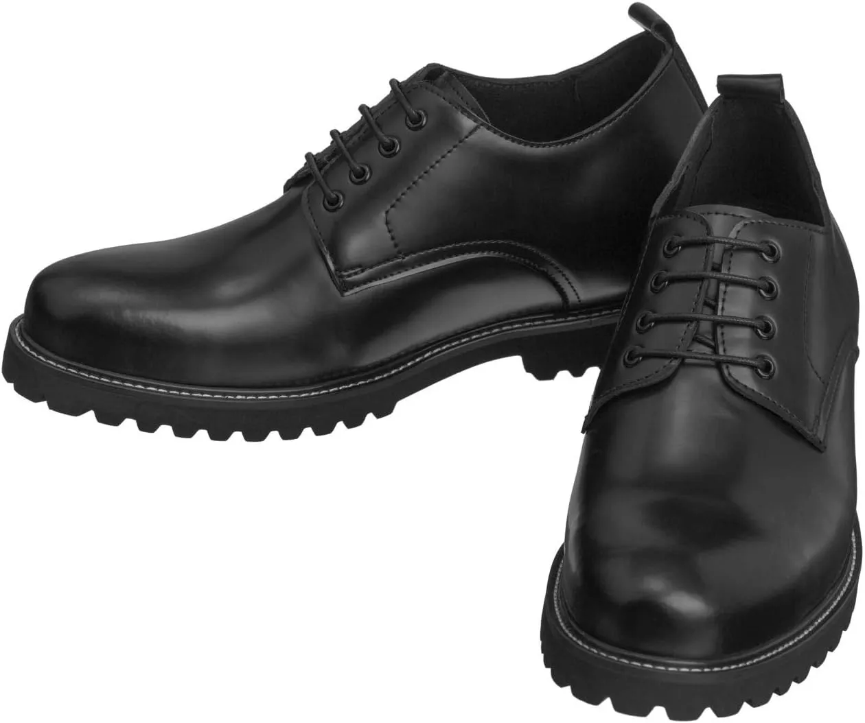CALTO Men's Invisible Height Increasing Elevator Shoes - Black Leather Lace-up Low-top Work Boots - 3 Inches Taller - S9118- Size 12 D(M) US