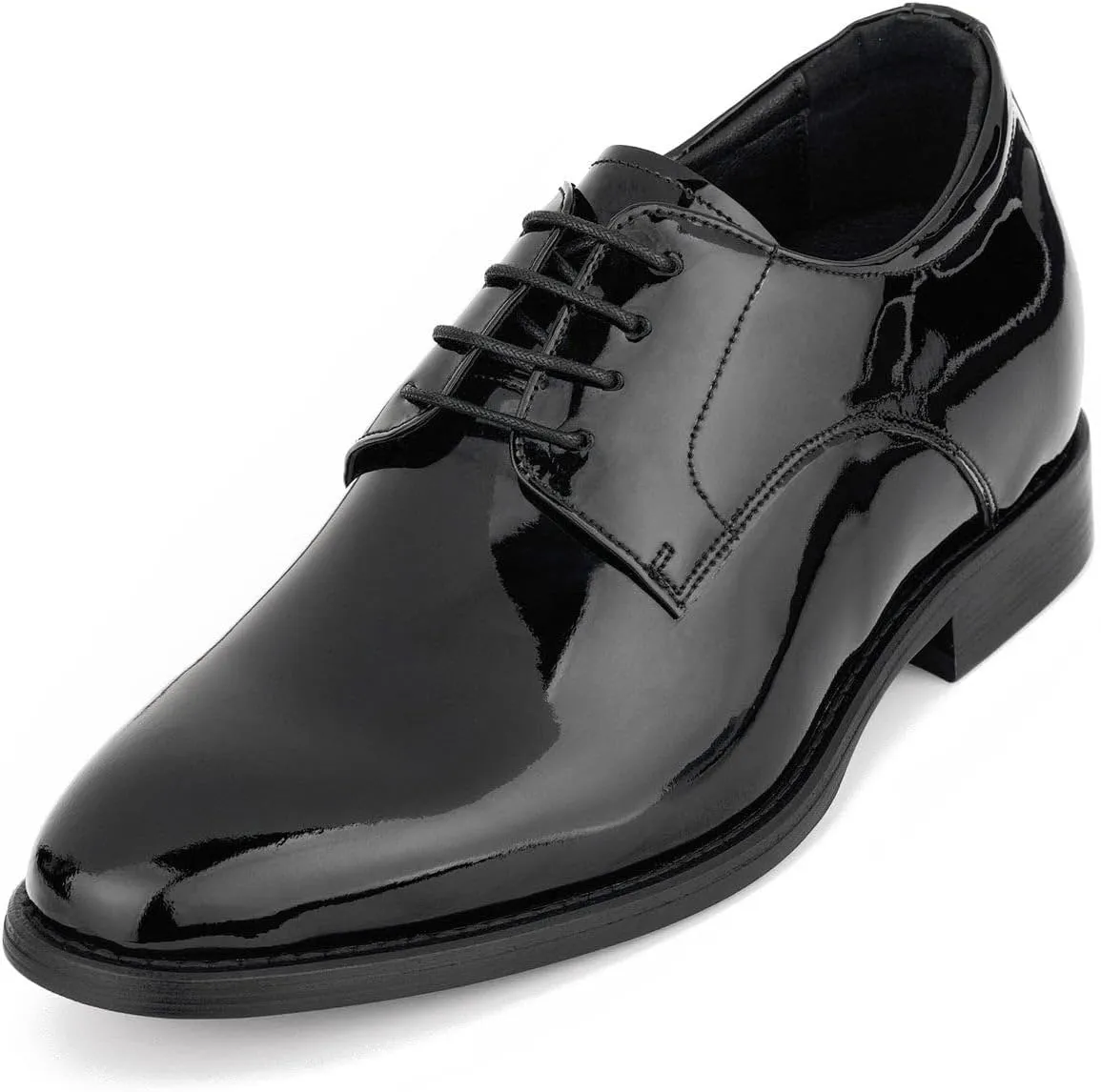CALTO Men's Invisible Height Increasing Elevator Shoes - Black Patent Leather Lace-up Formal Dress Oxfords - 2.8 Inches Taller - Y7401 - Size 10 D(M) US