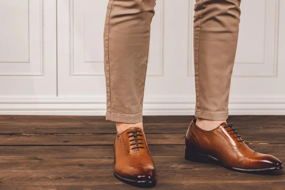 CALTO Men's Invisible Height Increasing Elevator Shoes - Brown Premium Leather Lace-up Wing-tip Formal Oxfords - 2.4 Inches Taller - Y1066 - Size 11 D(M) US