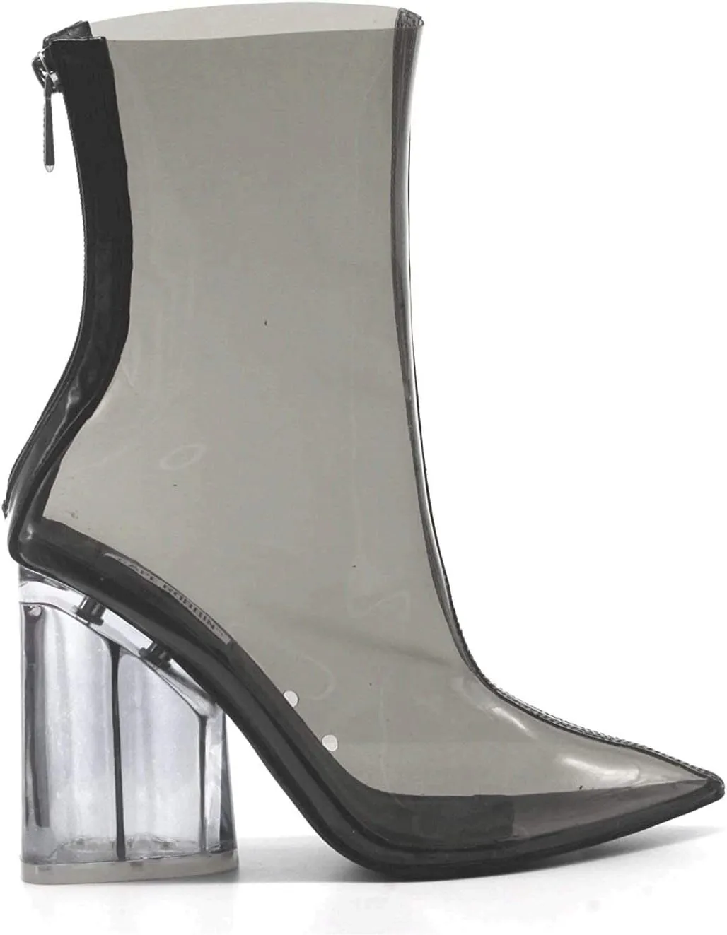 Cape Robbin Crystal Glaze Womens Perspex Lucite Clear Pointy Toe Chunky Heel Ankle Boots
