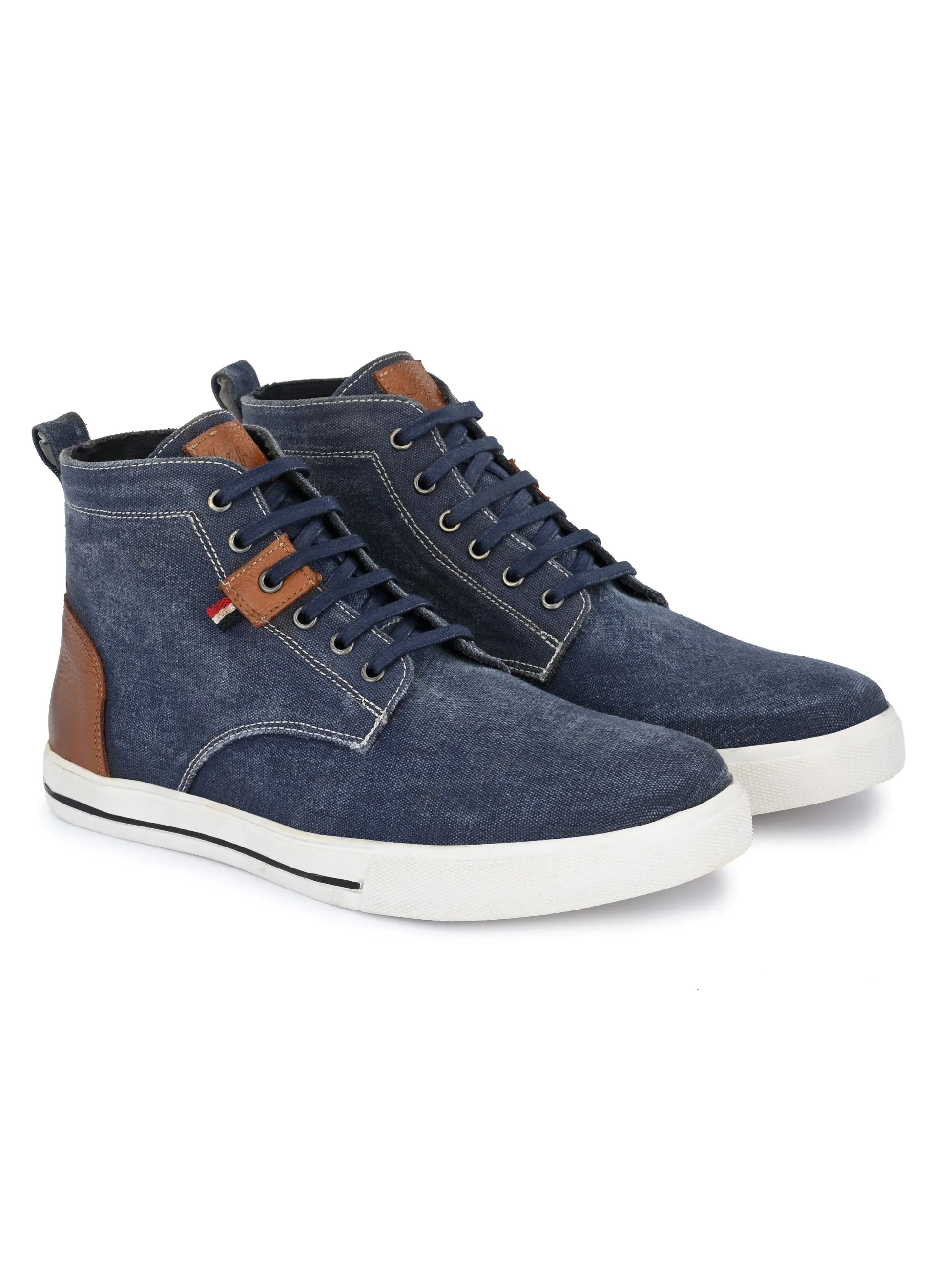 CARLO ROMANO BY WASAN GENUINE CANVAS / BURNISH LEATHER LACE UP ANKLE BOOT