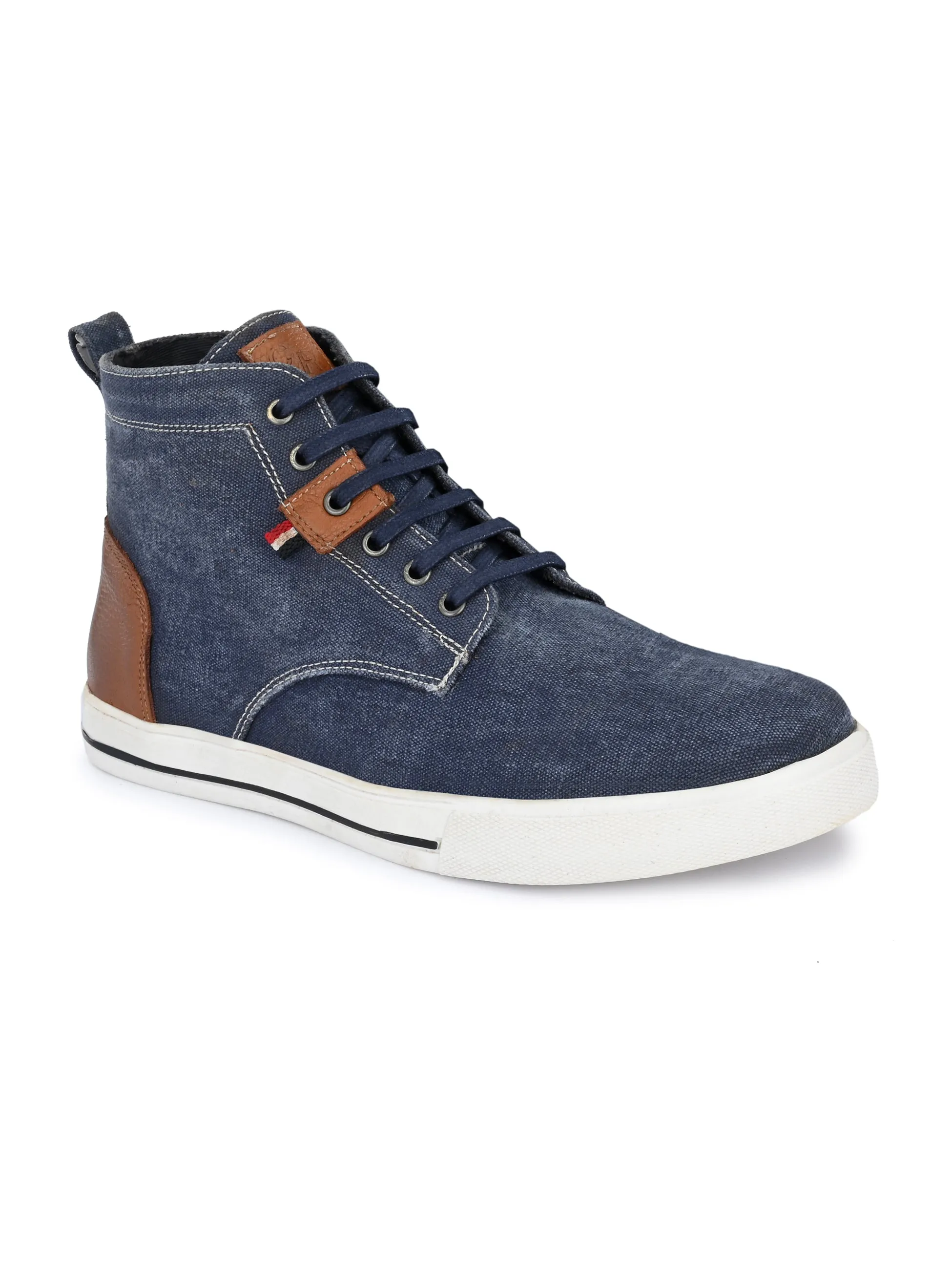 CARLO ROMANO BY WASAN GENUINE CANVAS / BURNISH LEATHER LACE UP ANKLE BOOT