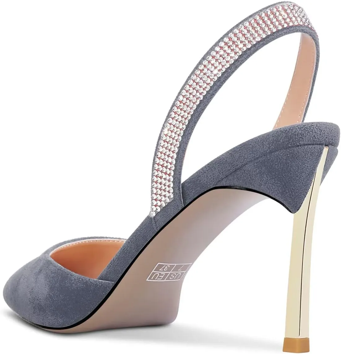 Castamere Women High Stiletto Heel Diamond Crystal Pointed Toe Pumps Slingback Slip-on Suede 8.5 CM Shoes