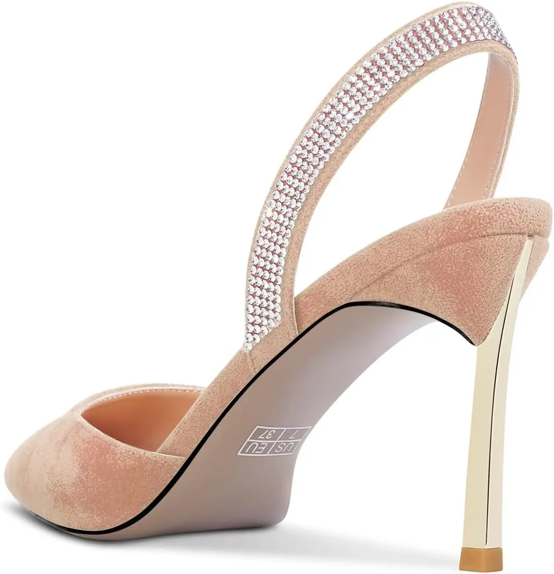 Castamere Women High Stiletto Heel Diamond Crystal Pointed Toe Pumps Slingback Slip-on Suede 8.5 CM Shoes
