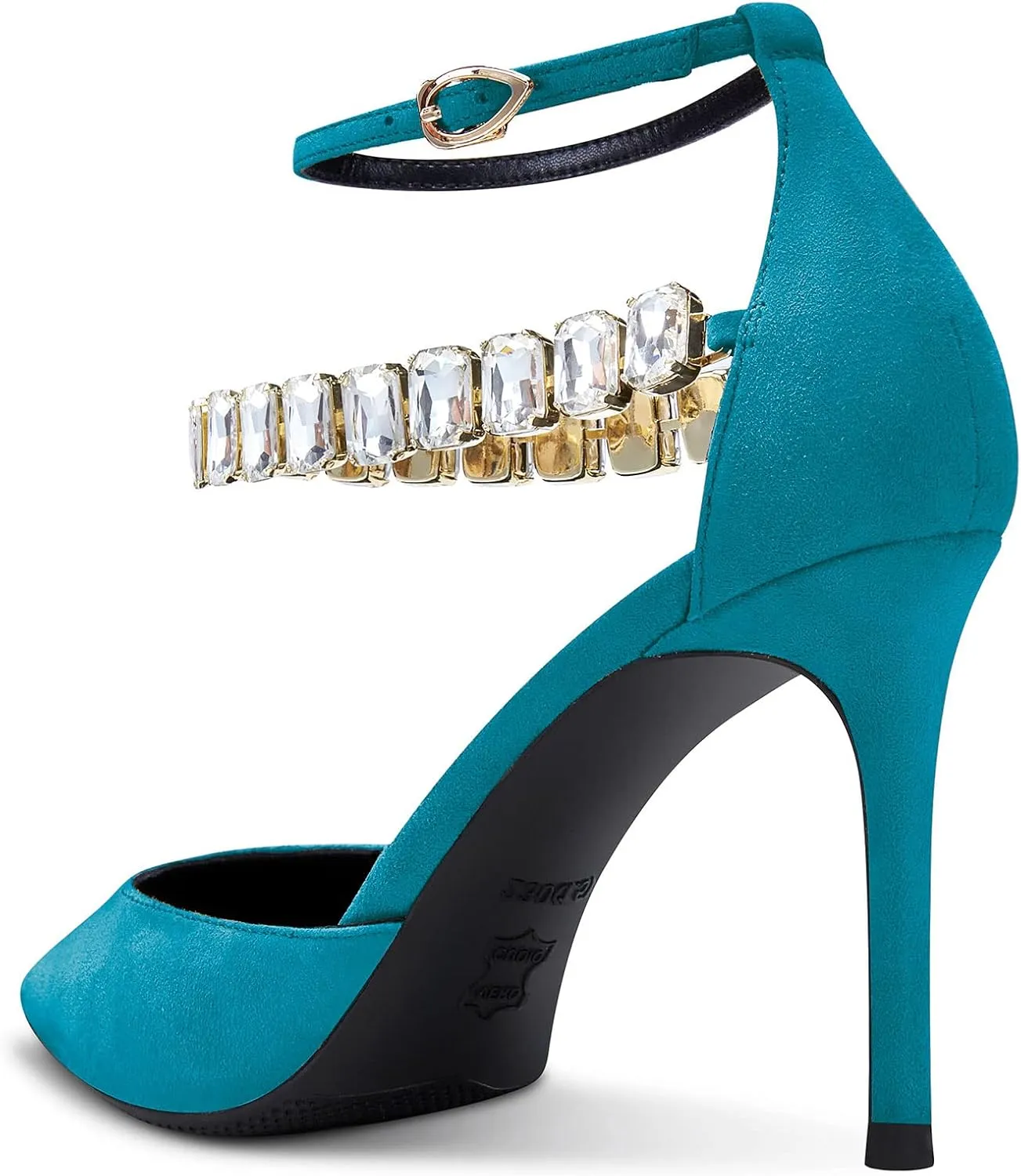 Castamere Women Stiletto High Heel Ankle Strap Pumps Diamond Crystal Pointed Toe Sandals 3.2 Inches Heels Dress Shoes