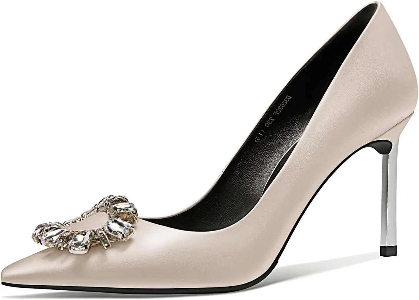 Castamere Women Stiletto High Heel Slip-on Pointed Toe Pumps Diamond Crystal Satin Wedding Prom 3.3 Inches Heels B1
