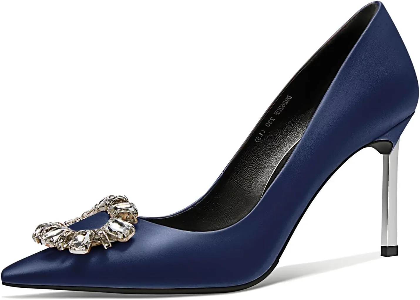 Castamere Women Stiletto High Heel Slip-on Pointed Toe Pumps Diamond Crystal Satin Wedding Prom 3.3 Inches Heels B1