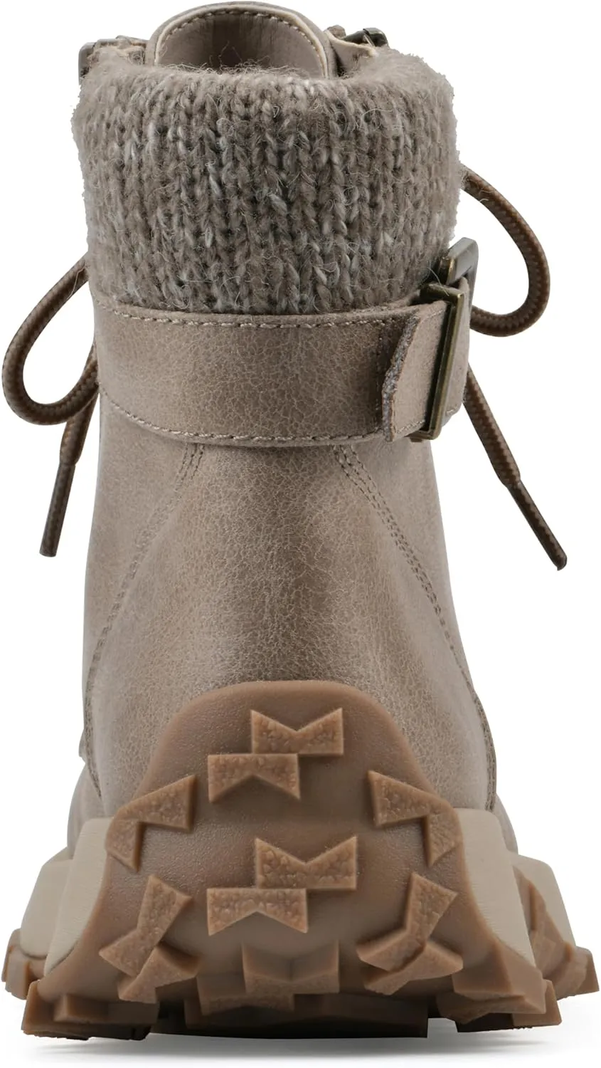 CLIFFS BY WHITE MOUNTAIN Women's Tracking Cushioned Lace-Up City Hiker Sneaker Boot