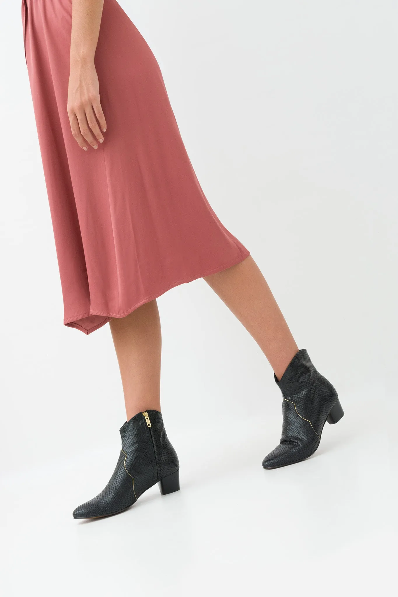 CLOVER Snake Black Ankle Boot