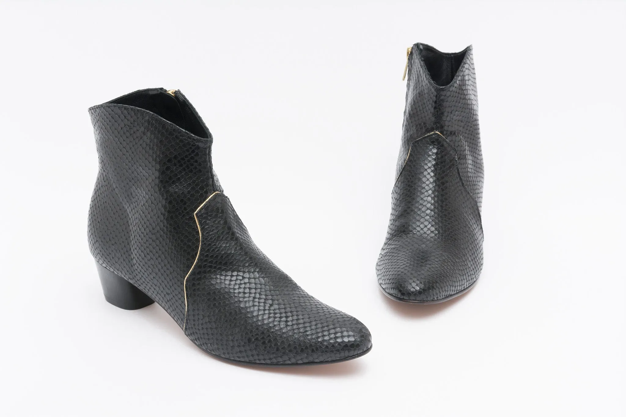 CLOVER Snake Black Ankle Boot