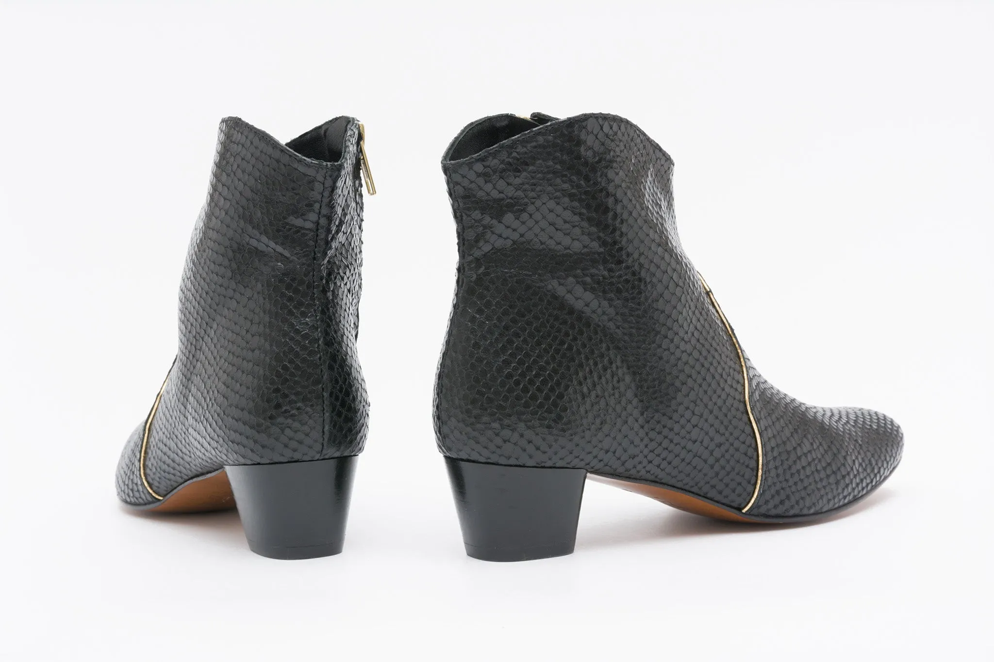 CLOVER Snake Black Ankle Boot