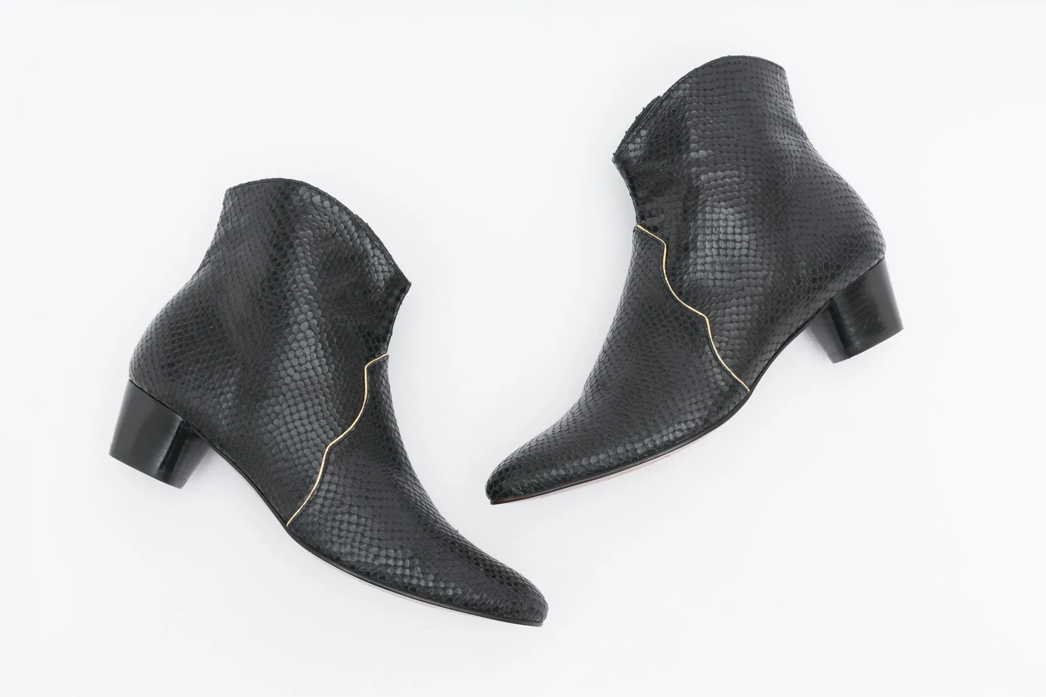 CLOVER Snake Black Ankle Boot