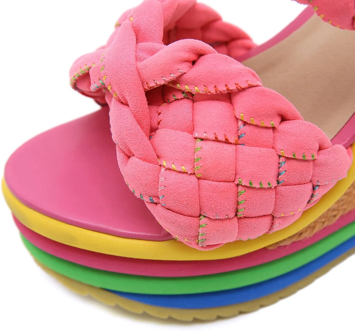 Colorful Wedge Heel Sandals for Women Platform Espadrilles Sandal with Ankle Strap