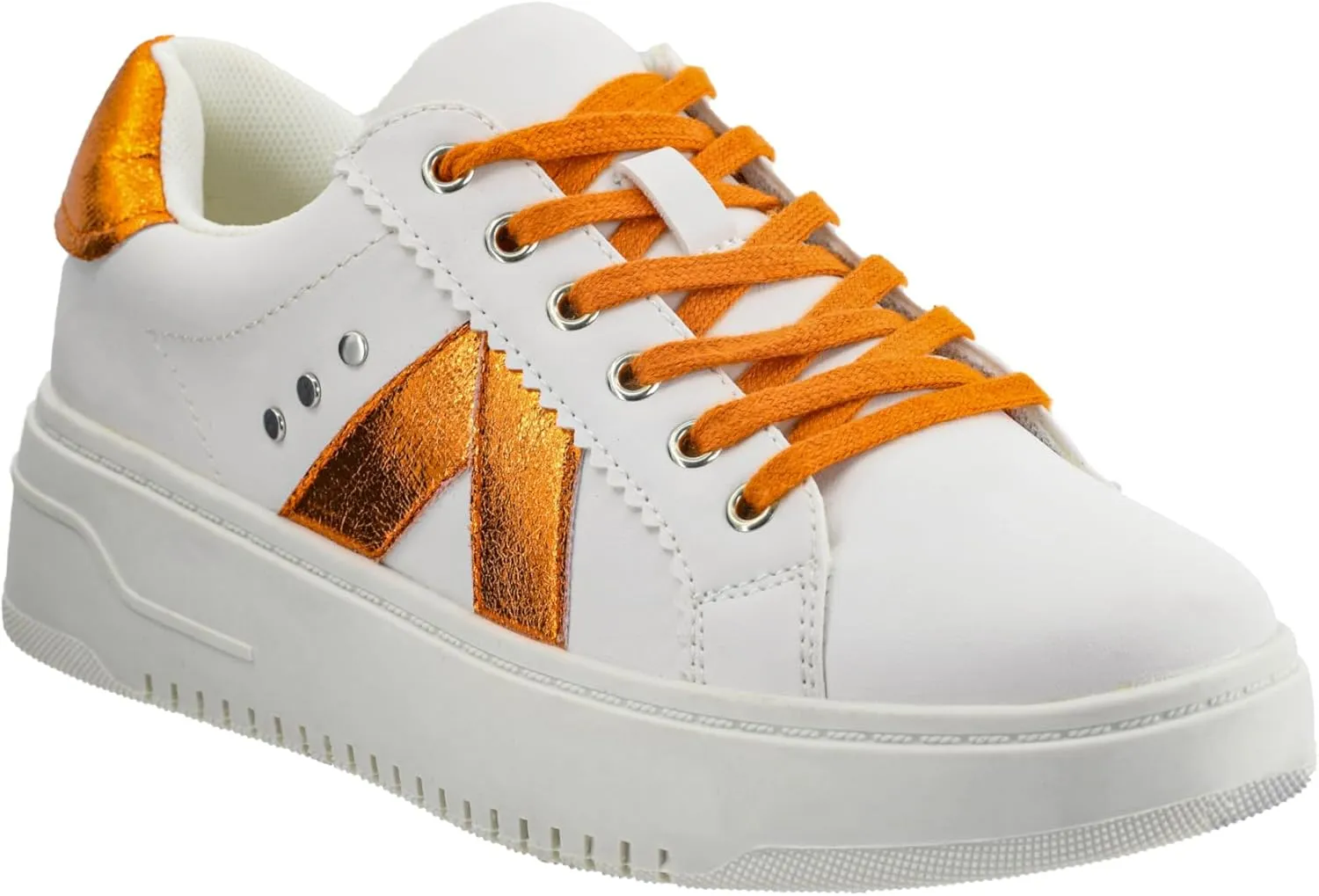 Corkys Footwear Hey Girl Tailgate Sneakers - A Trendy Lace-Up Sneaker with A V Stripe On The Side, Scalloped Eyelets, and Cushioned Lift for Chic Comfort