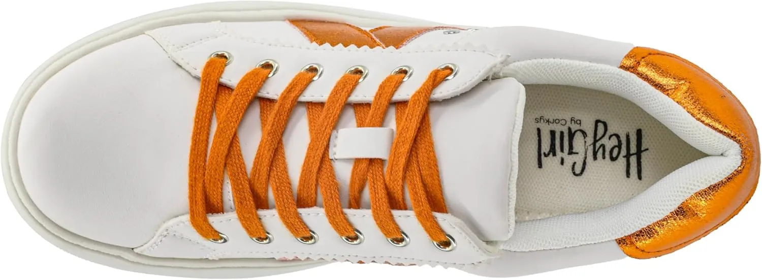 Corkys Footwear Hey Girl Tailgate Sneakers - A Trendy Lace-Up Sneaker with A V Stripe On The Side, Scalloped Eyelets, and Cushioned Lift for Chic Comfort