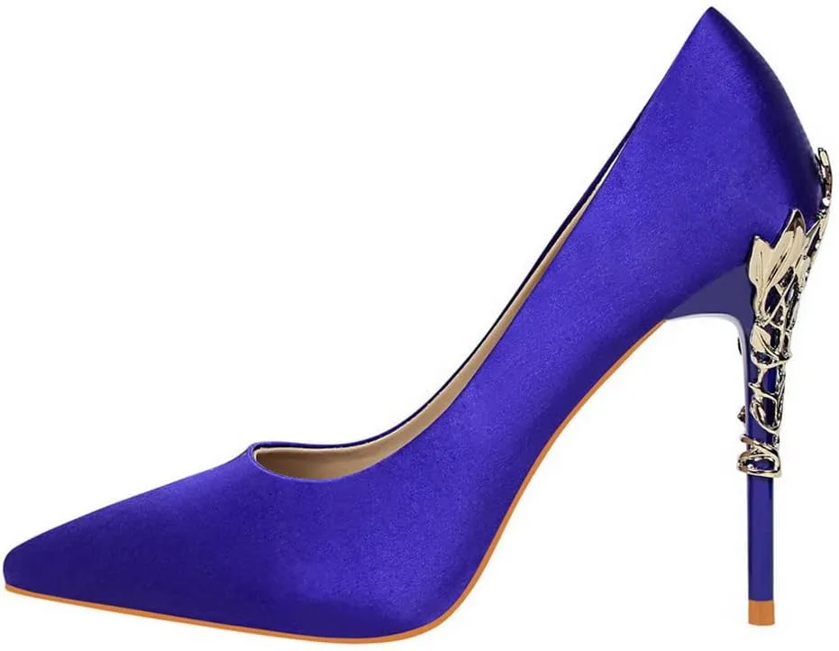 CosyFever Womens DC128 Dress Tuxedo Studded Satin Low Stiletto Pumps