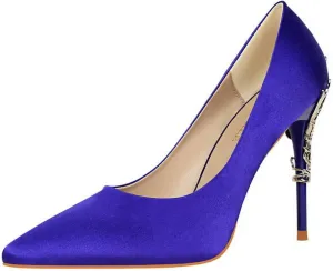 CosyFever Womens DC128 Dress Tuxedo Studded Satin Low Stiletto Pumps