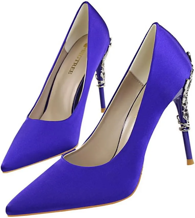 CosyFever Womens DC128 Dress Tuxedo Studded Satin Low Stiletto Pumps