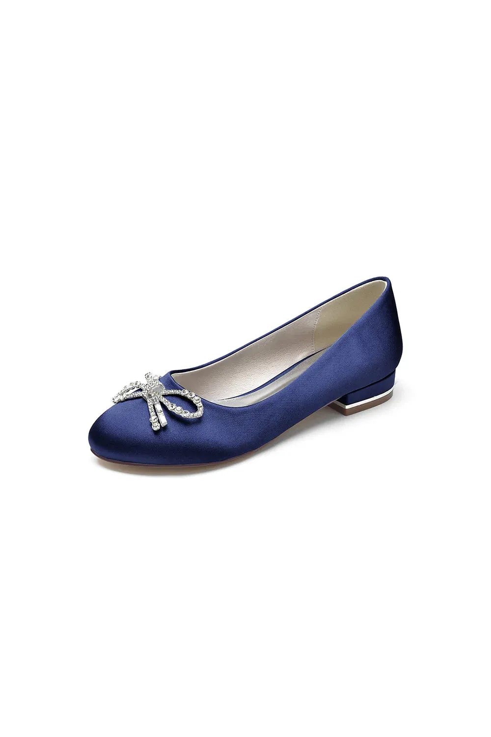 Crystal Bow Round Toe Flats