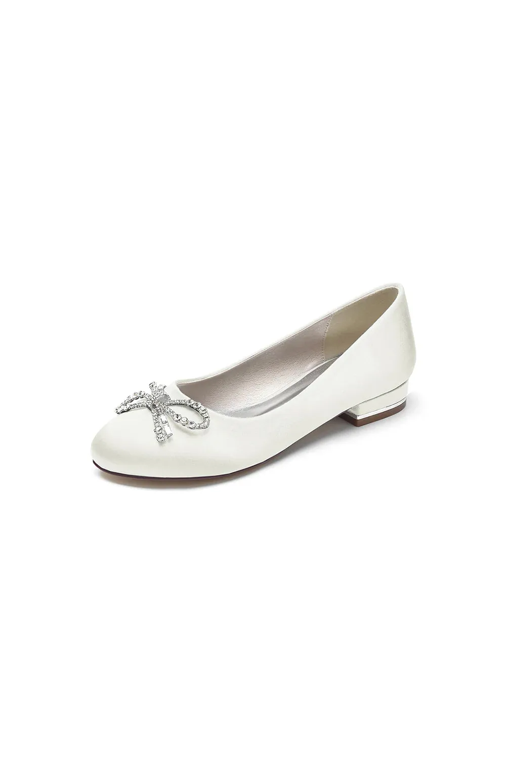 Crystal Bow Round Toe Flats