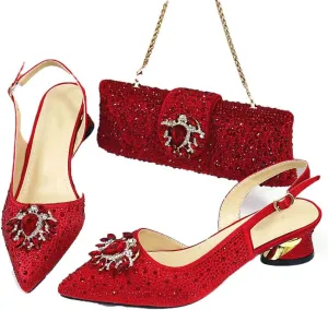 Crystal Butterfly Knot Stilettos Evening Bag Nigerian Wedding Shoe Combo