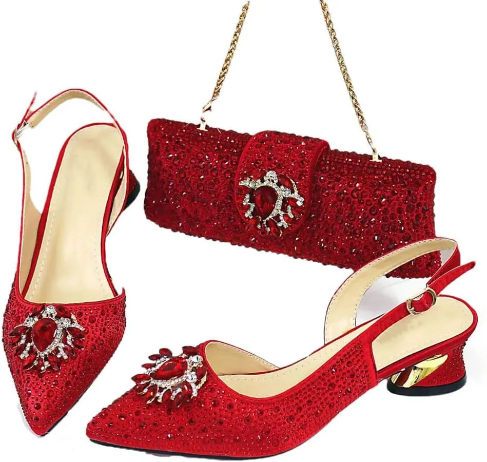 Crystal Butterfly Knot Stilettos Evening Bag Nigerian Wedding Shoe Combo