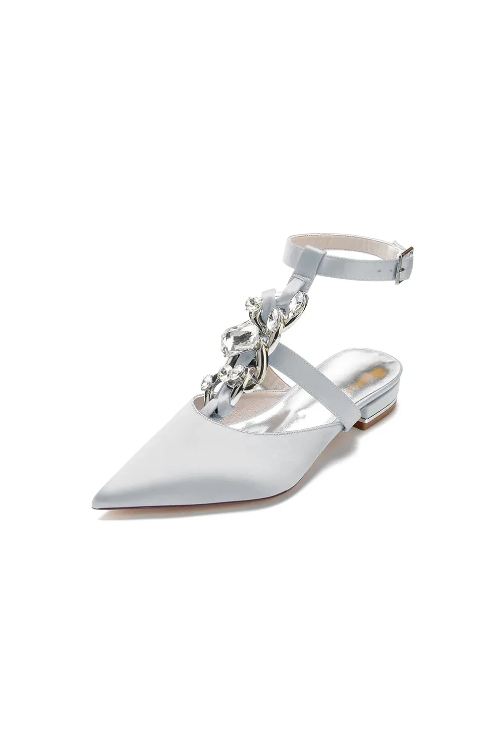 Crystal Chain Pointed Toe Flats