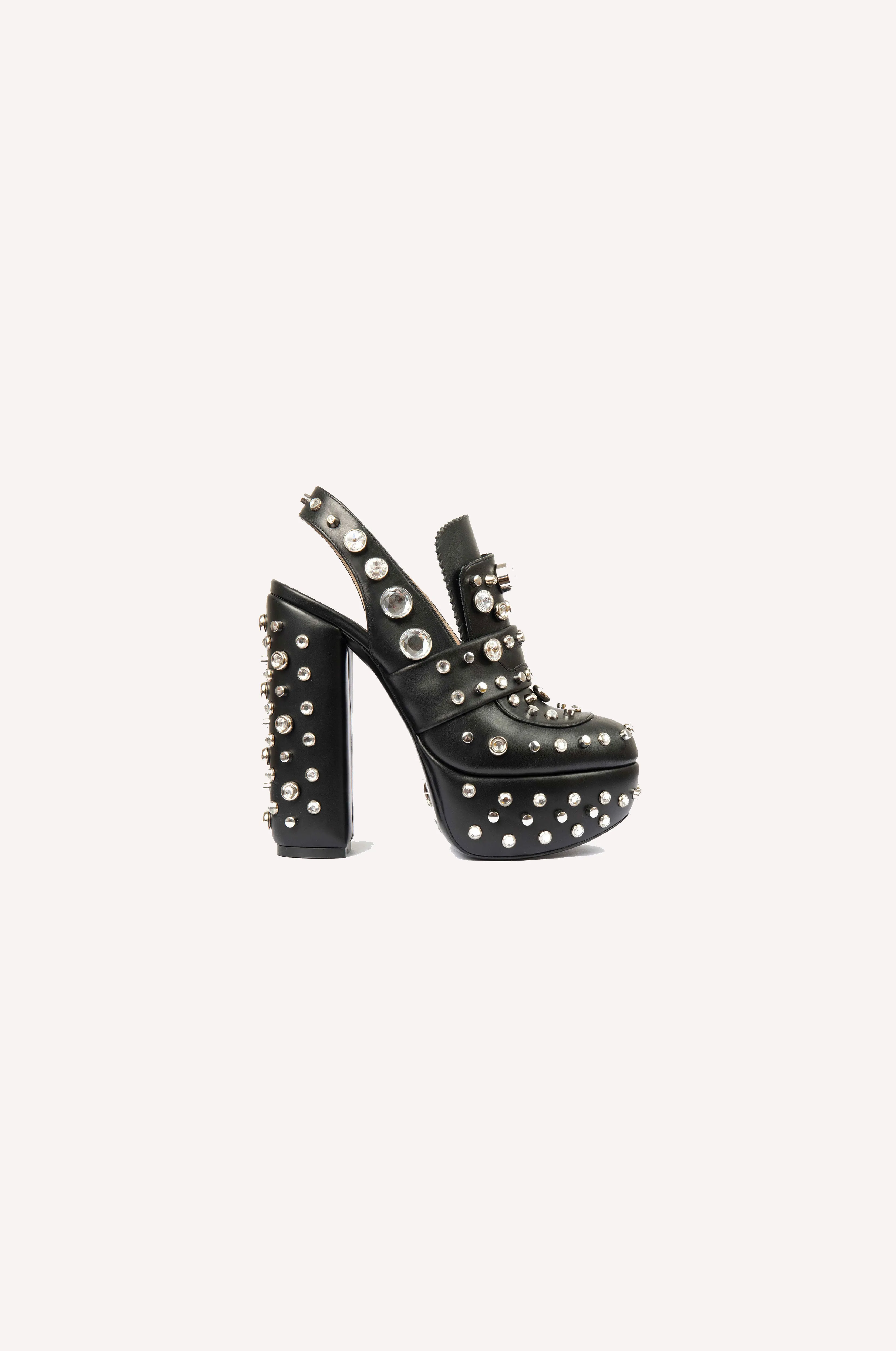 Crystal-Embellished Platform Heels