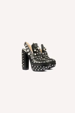 Crystal-Embellished Platform Heels