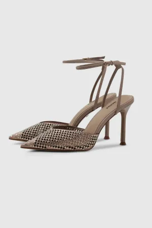 Crystal Embellished Strap Heel