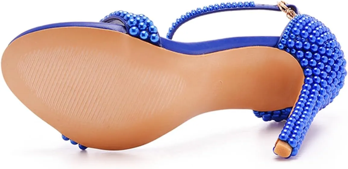 Crystal Queen Full Pearls Heels Sandals Stiletto Heels Peep Toe High Heel Sandals Pump Shoes For Bride Wedding Party Evening
